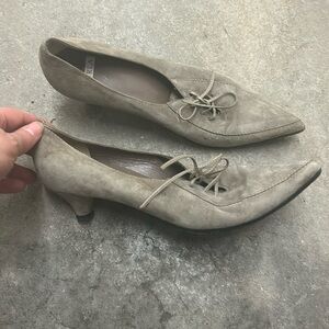 Furla pointy toe kitten heels suede shoes